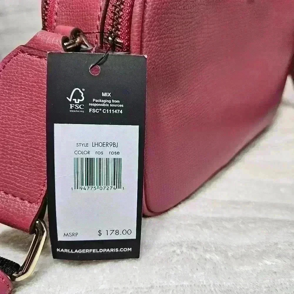 NWT Karl Lagerfeld Paris Crossbody Camera Style Pink Bag. - Picture 9 of 9